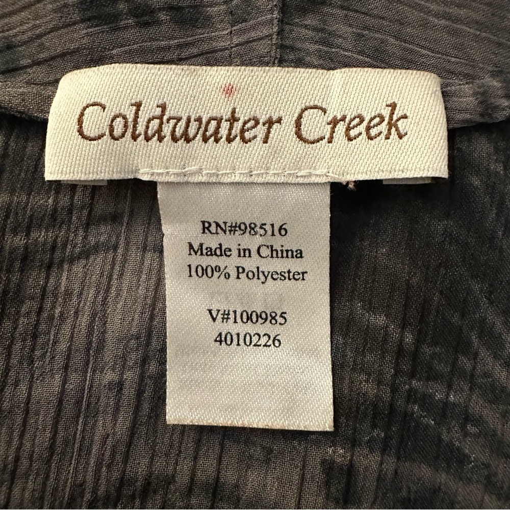 Coldwater Creek sheer tropical palm leaf print kimono in gray hue OS fits all - Picture 9 of 10